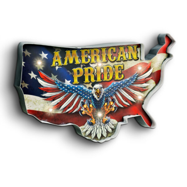 Plaque Métal Rétro American Eagle LED (33x53cm) - Symbole US Lumineux