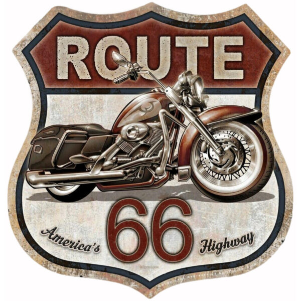 Plaque Métal Rétro Route 66 "Bike" (28x28cm) - Style Biker US